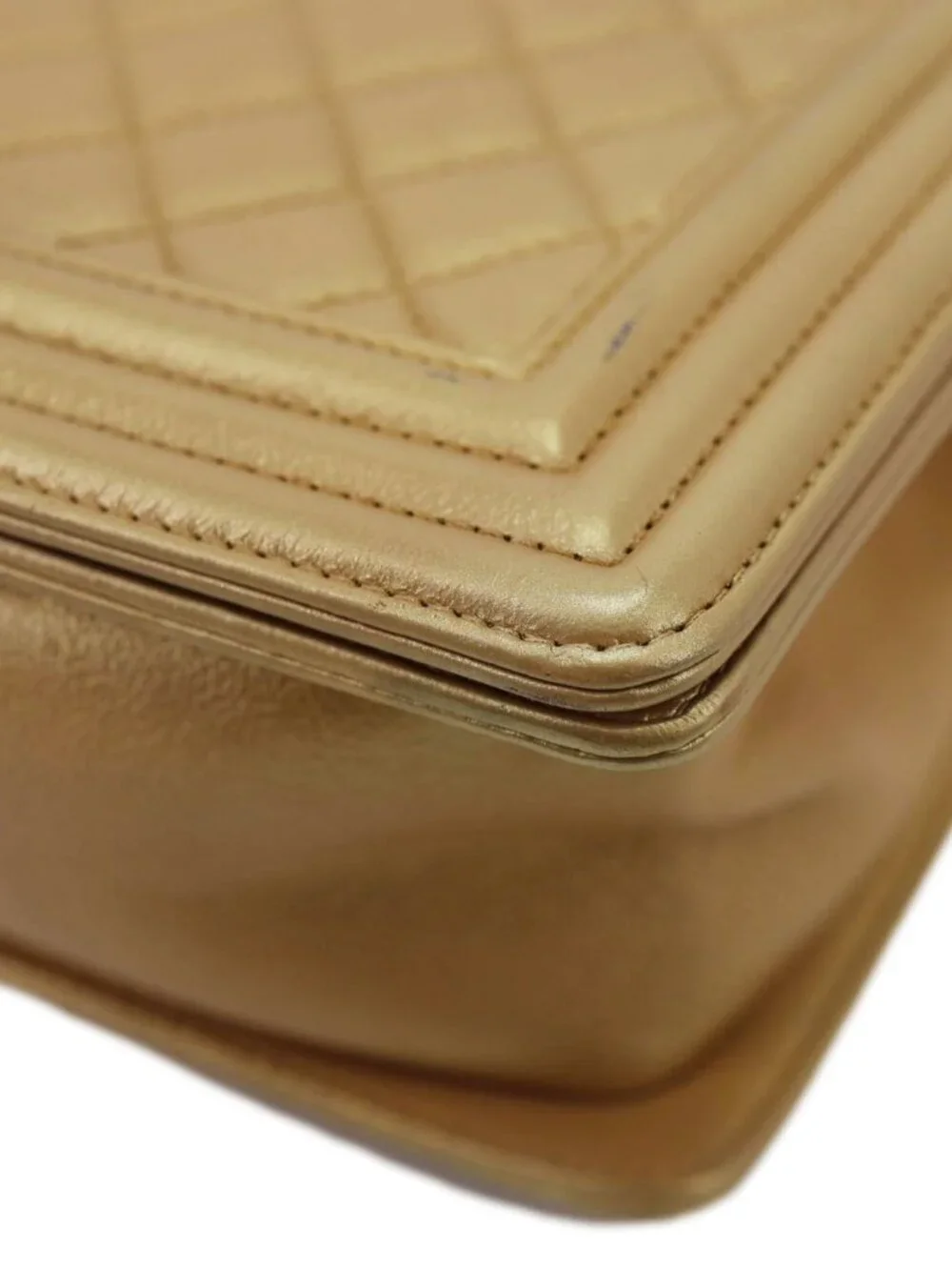 Chanel  Boy Flap Old Medium Quilted Leather Crossbody Bag Gold